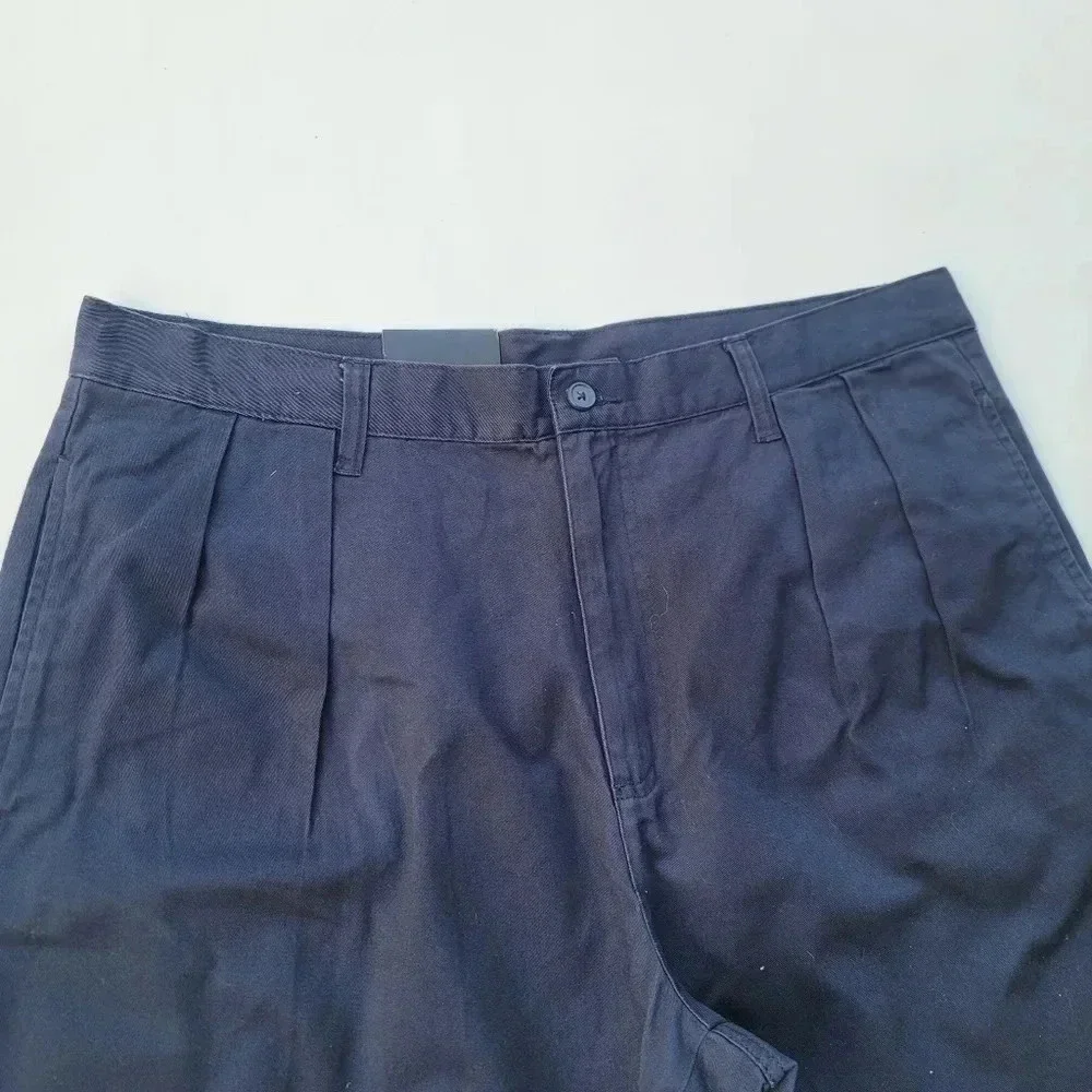 NWT $40 George & Martha Navy Blue Pleated Chino Men's Shorts Size 38